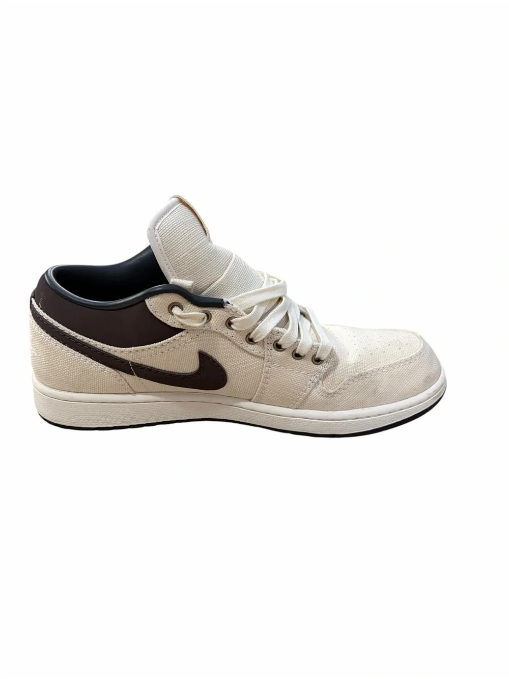 Nike Air Jordan 1 Low Premium Pale Ivory Baroque Brown Sneakers Mens 12 Canvas